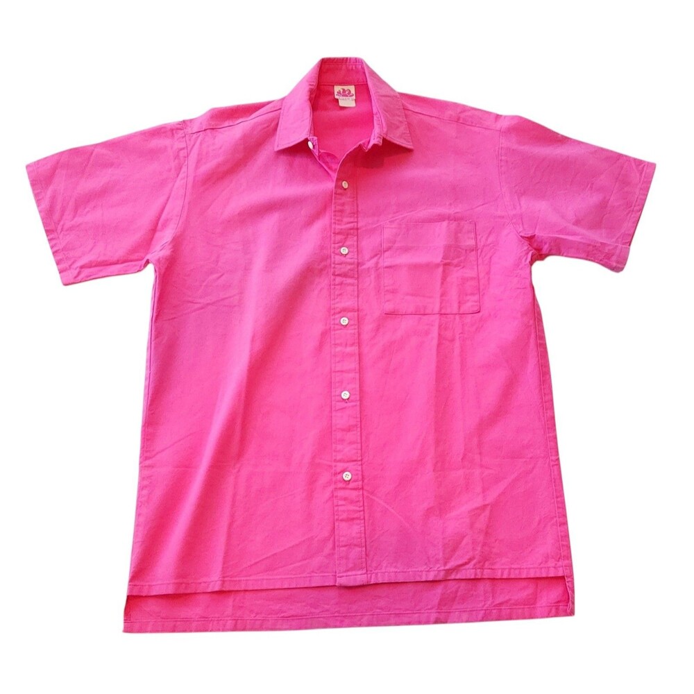 Vintage Sundek Sample Shirt Medium Hot Pink Neon Button Up Made in USA Surf M